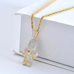 Collar con Colgante de Astronauta de Dibujos Animados en Plata con Moissanita, Micro Pavé, Joyería de Moda Hip Hop para Hombre, Regalo al por Mayor, Streetwear - Product Image 3