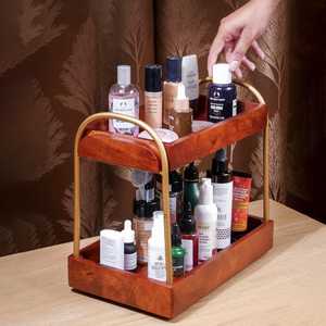 Étagère de rangement moderne en bois à double niveau avec poignées en laiton, design rectangulaire pour salon, au meilleur prix par AALIYAN IMPEX - Product Image 2