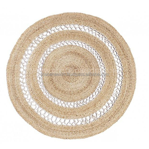 พรมปอกระเจาธรรมชาติแบบกลมพรมอินเดียสำหรับห้องนั่งเล่น - Product Image 1