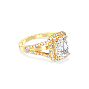 Bague halo en or massif 14 carats certifiée REYES IGI avec diamant HPHT CVD cultivé en laboratoire pour femme, cadeau de fiançailles de luxe, bijoux fins - Product Image 3