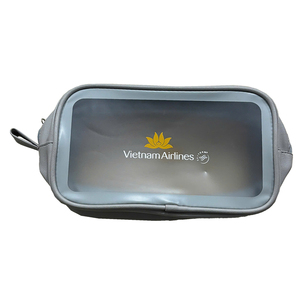 Vietnam Airlines PU Pouch Fashion Grey Color Best Choice <b>Print</b> Logo YKK Zipper Gift Bag Cheap Price Wholesale - Product Image 6