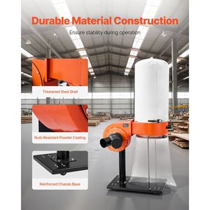 เครื่องดูดฝุ่นแบบกรวยวอร์เท็กซ์ 800 CFM 2.5 ไมครอน 1 แรงม้า ระบบเก็บขี้เลื่อย ความจุขนาดใหญ่ 16 แกลลอน สำหรับเก็บฝุ่น - Product Image 6