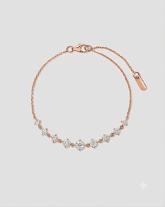 Pulsera de Estación con Diamantes de Laboratorio Color EF VS, Oro Blanco de 14K, 1ctw, Pulsera Delicada para Combinar, Regalo para Ella - Product Image 2