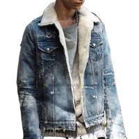 Jaket Bomber Denim Berkerudung Pria Musim Dingin Ramah Lingkungan Katun Organik Depan Modis Terlaris Harga Murah Kasual Grosir