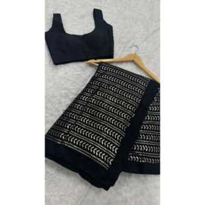 Saree de créateur FB en noir avec séquence pour fête et tenue de club Taille m - Product Image 2