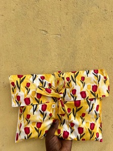 Ensemble de pyjama classique jaune pour femme, 100 % coton, imprimé floral, manches trois quarts, taille élastique, longueur genou, vêtements de nuit - Product Image 6