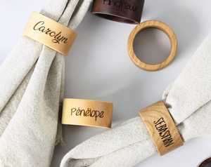 Wooden Napkin <b>Rings</b> Round Personalized Engraved <b>Name</b> Vintage Table Decoration Durable Presents custom wedding handmade napkin - Product Image 2