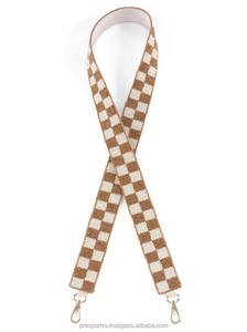 Checkered Pattern Vintage Cotton Bag Hanger Handmade <b>Adjustable</b> Decorative Beaded Crossbody Purse Replacement Embroidery Custom - Product Image 3