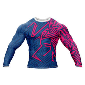 High Quality Men's Rash Guards Sportswear Custom Logo Digital Print Solid Breathable Lightweight 160g Polyester/Nylon Rash Guard - Product Image 1