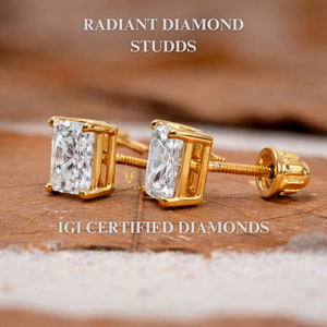 Pendientes de Diamantes de Laboratorio con Certificación IGI de 1ct, 2ct, 5ct, Oro Blanco Sólido de 10K, 14K, 18K, Juego de Pendientes con Diamantes de Laboratorio de Corte Radiante - Product Image 4