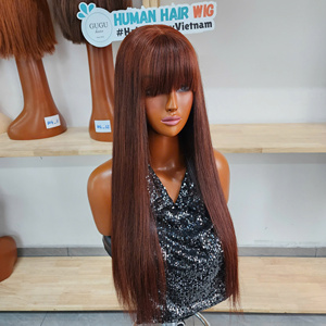 Perruque sans colle de luxe 100% vietnamienne, couleur marron, avec closure 2x6, cheveux humains lisses comme des baguettes, pour femmes noires - Product Image 1