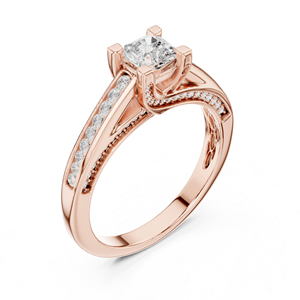 แหวนเพชรทรงกลมสีขาวทองคำขาว 14K สำหรับผู้หญิง |   ชุดลำลองสำหรับใส่ทุกวัน |   เพชรที่เพิ่งเพาะเลี้ยง - Product Image 4