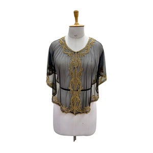 2026 High Quality Embellished Rhinestone Vintage Beaded Mesh <b>Shawl</b> <b>Women</b> Fashion 100% Cotton Color Blocking Breathable Party - Product Image 1