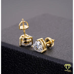 Premium 925 Sterling Silver Lab Grown <b>Diamond</b> Cushion Cut Stud <b>Earrings</b> For Wholesale Jewelry Buyers - Product Image 2