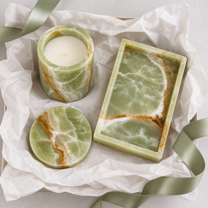 Natural Green Onyx Self-Care Gift Set Handmade <b>Candle</b> Tray and Coaster Bundle Wholesale Custom Logo Spa Home Decor - Product Image 5