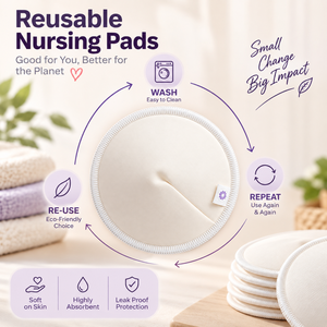 Coussinets d'allaitement lavables pour les mamans qui allaitent |   Coussinets d'allaitement réutilisables en bambou |   Coussinets d'allaitement doux et absorbants en forme de goutte d'eau - Product Image 2