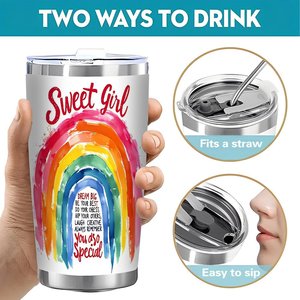 Sweet Girl Rainbow Tumbler 20oz Stainless Steel Vacuum Insulated Travel <b>Mug</b> - Product Image 5