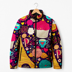 Veste matelassée d'hiver de luxe pour femme, style universitaire, avec manches en peau de mouton, design personnalisé par sublimation, inspirée des insignes maçonniques héritages. - Product Image 4
