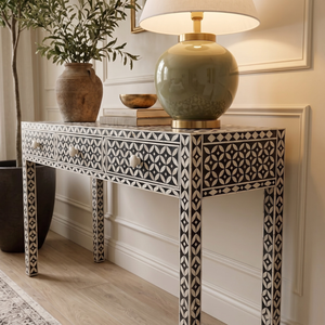 Mesa consola con incrustaciones florales de nácar, mesas incrustadas, muebles modernos, lujo para sala de estar, entrada, oficina, organizador de armario - Product Image 4