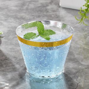 Bicchieri di Plastica Trasparenti Usa e Getta da 9OZ, 200 Pezzi, Resistenti, Senza BPA, con Bordo Dorato per Feste e Ricevimenti di Nozze - Product Image 3