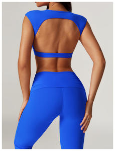 PIHA SPORTS Women's High Support Wire-Free <b>Racerback</b> Ribbed Sports <b>Bra</b> Removable Padded Cups Four-Way Stretch Breathable - Product Image 3