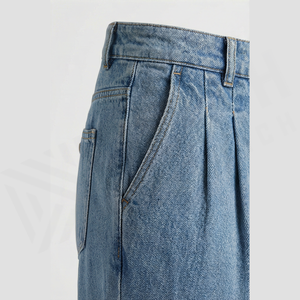 Jean en denim délavé coupe droite taille haute pour homme, coupe régulière, en coton, style décontracté printemps - Product Image 5
