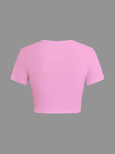 T-shirt court en tricot imprimé silhouette de chien Cane Corso au coucher du soleil, coupe slim, style Y2K pour femme - Product Image 5