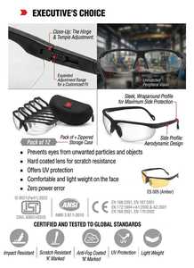 Executive Choice ES005 Polycarbonate Safety Goggles for Aerospace applications with Anti-Scratch Coating and Half-<b>Frame</b> Design - Product Image 6