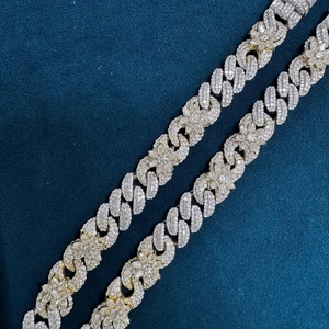 สร้อยคิวบาลิงค์ประดับเพชรโมอิสซาไนต์คุณภาพสูง ชุบเงิน พร้อมสร้อยคิวบาลิงค์ฮิปฮอปสำหรับทุกเพศ สร้อยแบรนด์เนม - Product Image 4