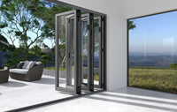 Porte pliante moderne en alliage d'aluminium avec verre Low-E pour balcons et patios ; Conception panoramique insonorisante
