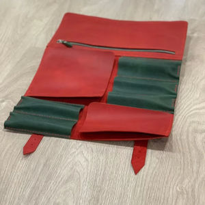 Bolsa/Estuche para Cuchillos de Chef Profesional de Cuero Marrón Chocolate Genuino Ligero de Primera Calidad con 10 Bolsillos, Hecho a Mano LKR-0321 - Product Image 1