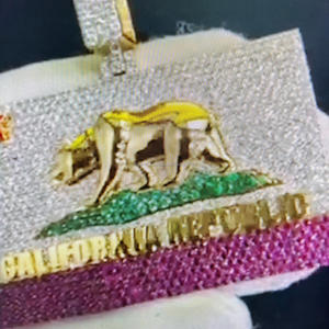 Colgante para hombre de oro amarillo de 10K con logotipo Hip Hop, diseño 3D personalizado, con moissanita VVS y diamante de laboratorio en forma de estrella, certificado IGI, de RB GEMS YUKUI - Product Image 1