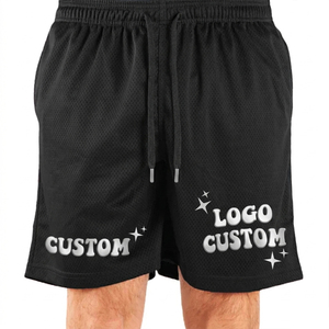 Men's Fast Dry Breathable Athletic Shorts Customizable Double-<b>Layer</b> Summer Mesh Front Logo OEM Service 100% Polyester Roomy - Product Image 1