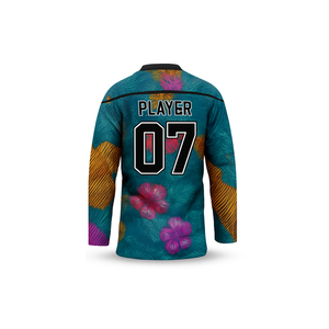 เสื้อฮอกกี้น้ำแข็ง OEM ODM พิมพ์ลายแบบ Sublimation พร้อมผ้าตาข่ายสองชั้นที่ทนทาน ตัวอักษรเย็บแบบ Tackle Twill - Product Image 4