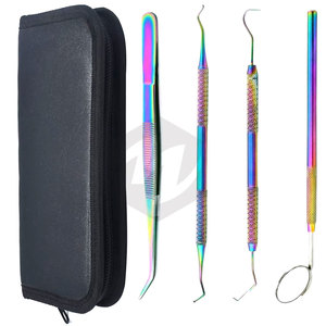 Juego de 4 Raspadores de Sarro Dental de Titanio Multicolor Arcoíris, Instrumentos Médicos para Limpieza e Higiene, con Empaque Protector - Product Image 4