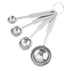 Bold Blossom Modern Stainless Steel <b>Measuring</b> <b>Spoons</b> Set Long Handle 15ml Capacity Engraved Metric Dishwasher Safe Keychain - Product Image 1