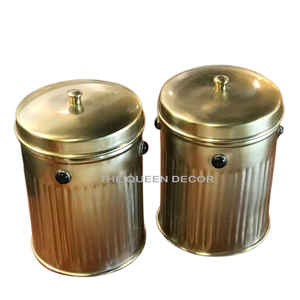 Boîte en fer galvanisé et bois, forme carrée, pour la conservation du thé, du sucre et du café, pour la maison, l'hôtel, la cuisine, le stockage des aliments. - Product Image 6