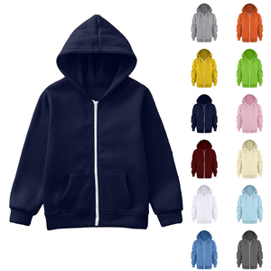 Sweat-shirt à capuche unisexe en polaire beige, fermeture éclair, avec poches, pour garçons et filles, coupe ample, pour enfants - Product Image 2