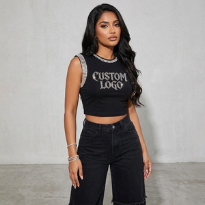 Glory Custom High Quality <b>Rhinestone</b> Tank <b>Top</b> New Trendy Vintage Style 100% Cotton Soft Breathable Fabric For Unisex Street Wear - Product Image 6