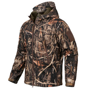 Veste matelassée camouflage à capuche pour homme, coupe-vent, polaire, hiver, coupe classique, fermeture éclair, style tactique outdoor - Product Image 1