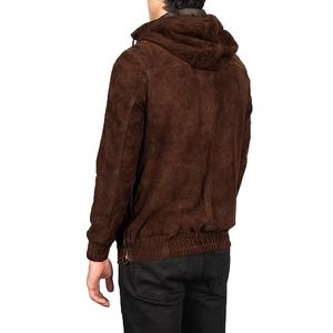 Chaqueta de cuero de invierno con logotipo personalizado para hombre 2025, Sudadera con capucha a prueba de viento de gamuza de alta calidad, cuello largo con cremallera para exteriores, servicio OEM - Product Image 5