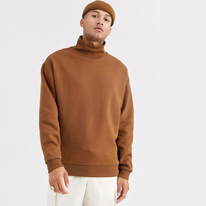 Pull à col roulé surdimensionné pour homme, couleur unie, tricoté en coton, décontracté, coupe classique, longueur normale, avec poche - Product Image 3