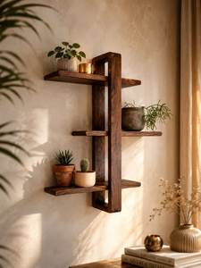 Luxury Wooden Wall Mounted Floating <b>Shelf</b> Double Tier Modern Sustainable Storage <b>Rack</b> for Living Room Home Use - Product Image 4