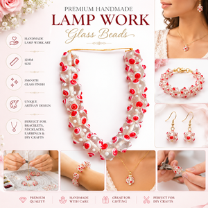 Luxury Handmade <b>Red</b> Lampwork Glass <b>Beads</b> 12mm| Artisan Floral Glass <b>Beads</b> for Bracelet Necklace Earring Making and DIY Craft - Product Image 5