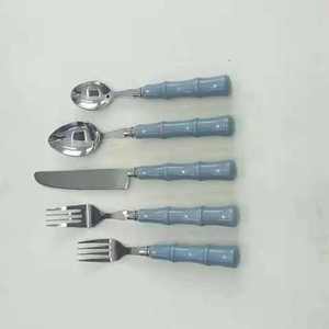 Stainless Steel & Resin <b>Silver</b> Plated Mirror Polish Eco-Friendly Long Handle Wedding Cutlery <b>Set</b> - Product Image 4