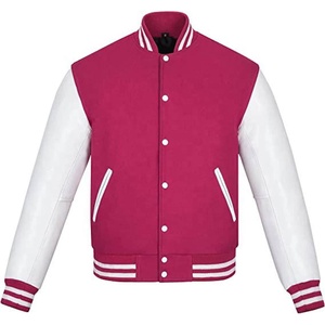 Custom <b>Mens</b> Wool & Leather Varsity Letterman Jacket Embroidered Logo Baggy Fit Striped Ribbed Baseball College Jacket - Product Image 3