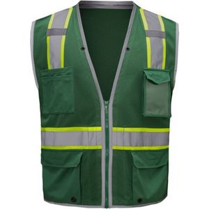Gilet de sécurité réfléchissant jaune fluorescent avec poches et fermeture éclair, idéal pour les interventions routières, fabriqué au Pakistan - Product Image 1