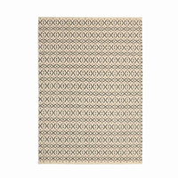 Tapis en laine DECORDEC motif géométrique ivoire noir rouille, écologique, antidérapant, moderne, tribal, linéaire, tufté à la main, épais