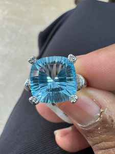 Blue Topaz <b>Silver</b> <b>Ring</b> for Women 925 Sterling <b>Silver</b> Elegant Gemstone <b>Ring</b> Sky Blue Topaz Jewelry <b>Statement</b> <b>Ring</b> Stylish Design - Product Image 3