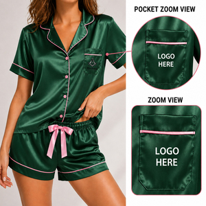 Pyjamas pour femmes personnalisés brodés Alpha Kapa HMR OEM ODM, confortables et relaxants, ensembles de pyjamas à col en V - Product Image 4